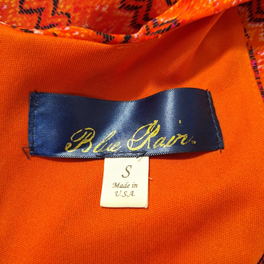 Vintage Sleeveless Back Zip Mini Dress Orange Pink Hippie Boho Tribal Small USA - Picture 10 of 15